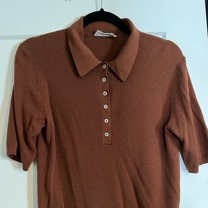 Everlane Brown Italian Merino Polo Top